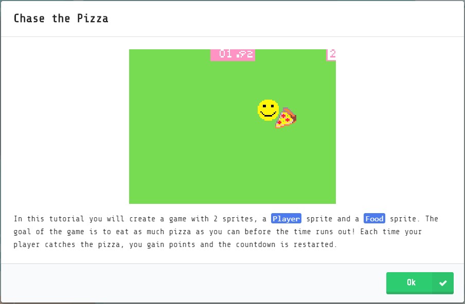 Microsoft MakeCode Arcade チュートリアル「Chase the Pizza」(その1) | 渡り鳥の広場