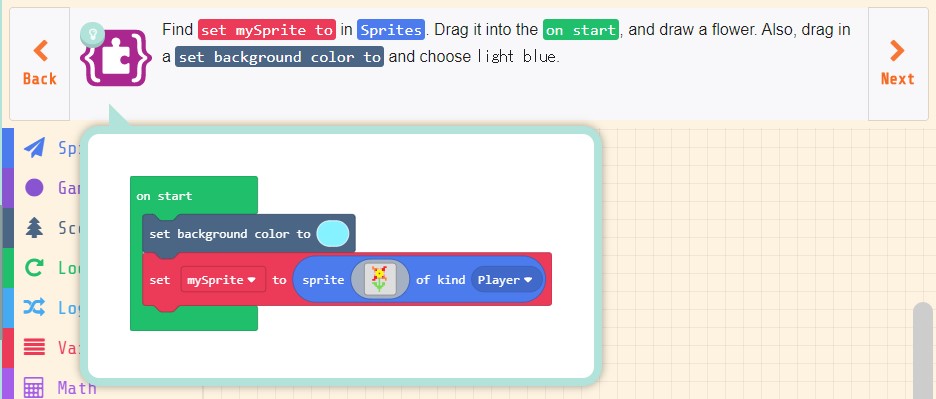 Microsoft MakeCode Arcade チュートリアル「Happy Flower」(その1) | 渡り鳥の広場